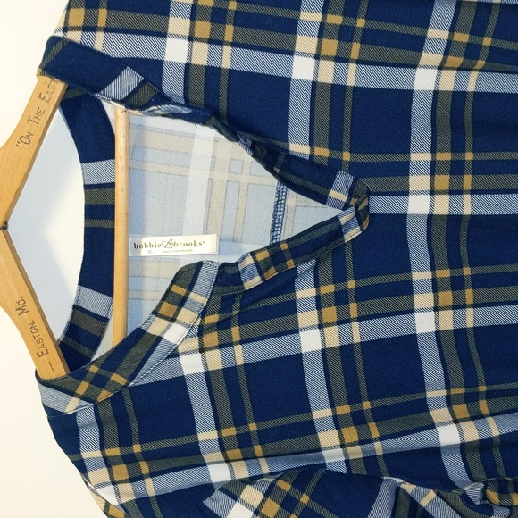 Bobbie Brooks Women's Size XL Plaid Print One Piece Lounge Dress Night Shirt - Picture 2 of 11